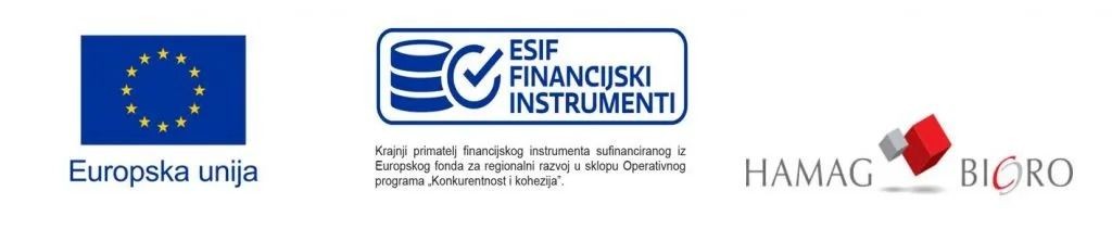 Logos of European Union, ESIF Financijski Instrumenti, and HAMAG Bicro.