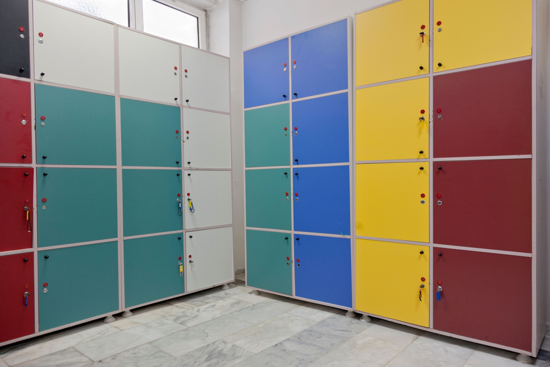 locker room with colorfull covers in Turkey
