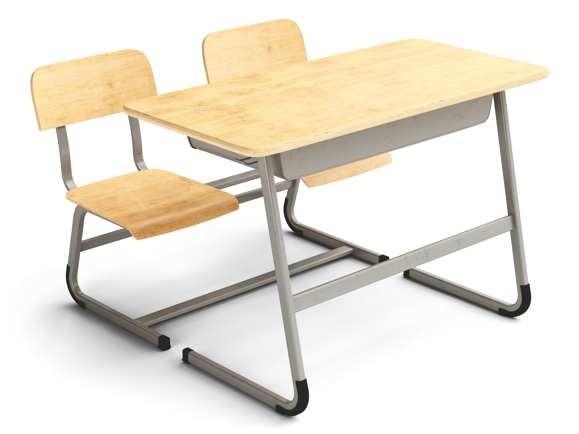 Wooden School Desk Isolated On White
